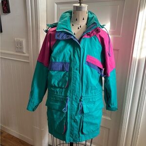 Vintage Eddie Bauer Turquoise, Pink,Purple Gore-tex Jacket Coat Parka